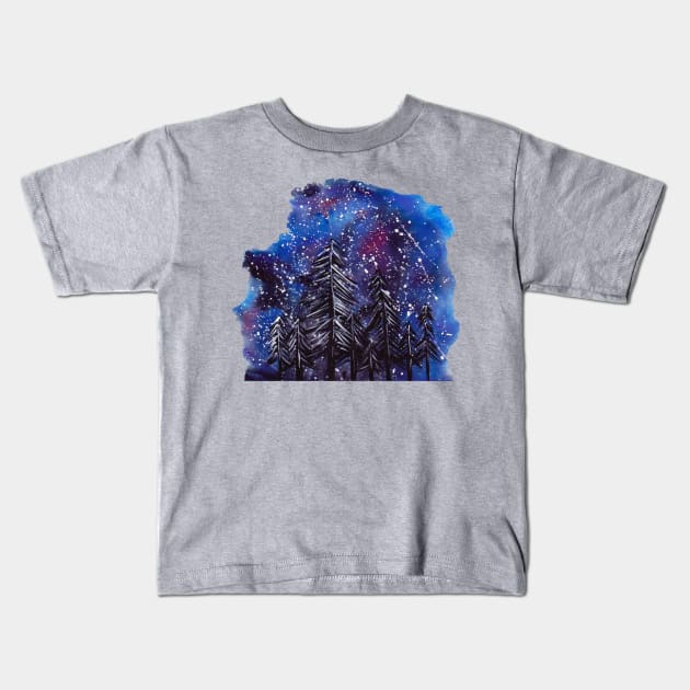 Starry Forest Kids T-Shirt by LeighsDesigns